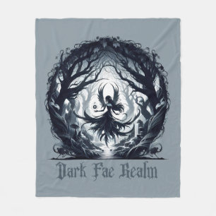 Dark Fae in magical forest Fleece Blanket