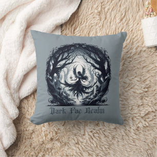 Dark Fae in magical forest Throw Pillow
