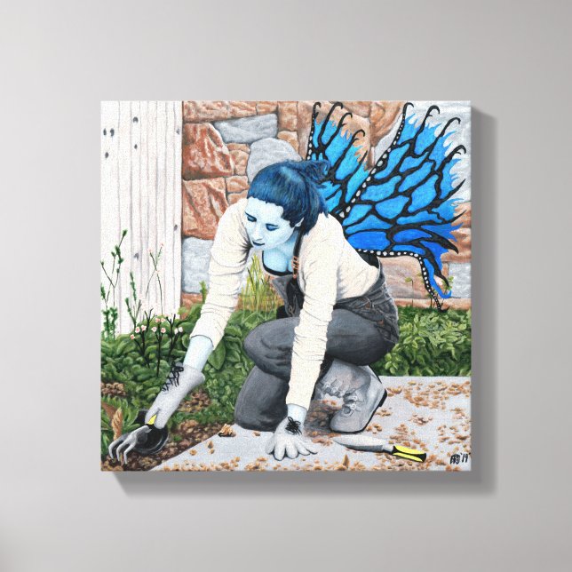 Dark Fairy Gardener Fantasy Art Canvas Print (Front)
