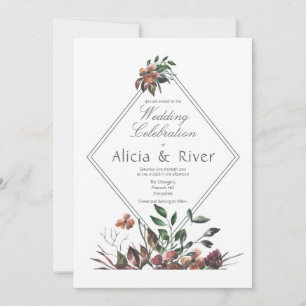 Dark Fall Florals Wedding Party Invitation