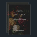 Dark Fall Flowers Calligraphy Black Wedding Invitation<br><div class="desc">Set the tone for an elegant and moody autumn celebration with this dark floral wedding invitation. Featuring rich fall-toned florals against a black background and elegant calligraphy typography, this invitation blends romance with drama. Ideal for a sophisticated fall wedding, gothic-inspired ceremony, or black-tie affair. Fully customizable with your wedding details...</div>