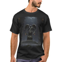 Dark Fallen Angel Statue, Gothic Cathedral T-ShirT