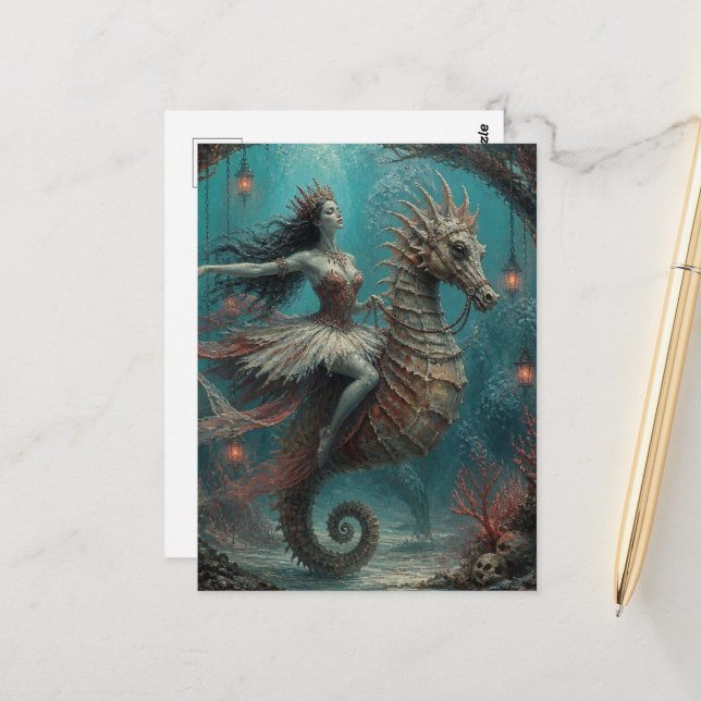 Dark Fantasy Ballerina Mermaid Postcard (Front/Back In Situ)