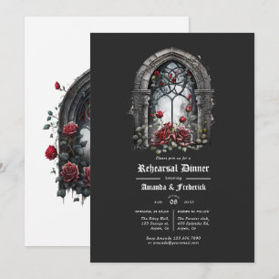 Dark Fantasy Castle Window Gothic Rehearsal Dinner Invitation