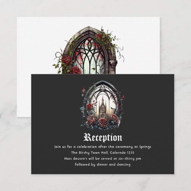 Dark Fantasy Castle Window Gothic Wedding Enclosure Card (Front/Back)