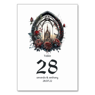 Dark Fantasy Castle Window Gothic Wedding  Table Number