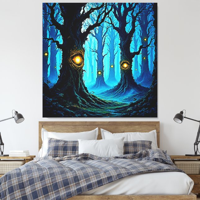 Dark Fantasy Eyeball Forest Design Canvas Print (Insitu(Bedroom))