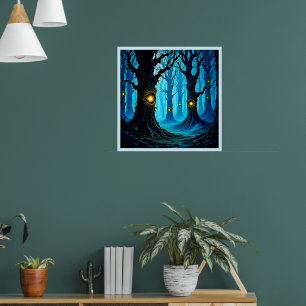 Dark Fantasy Eyeball Forest Design Poster
