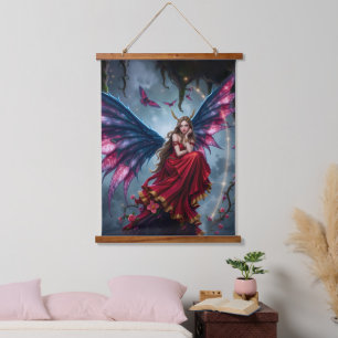 Dark Fantasy Fairy Queen with Butterfly Wings Hanging Tapestry
