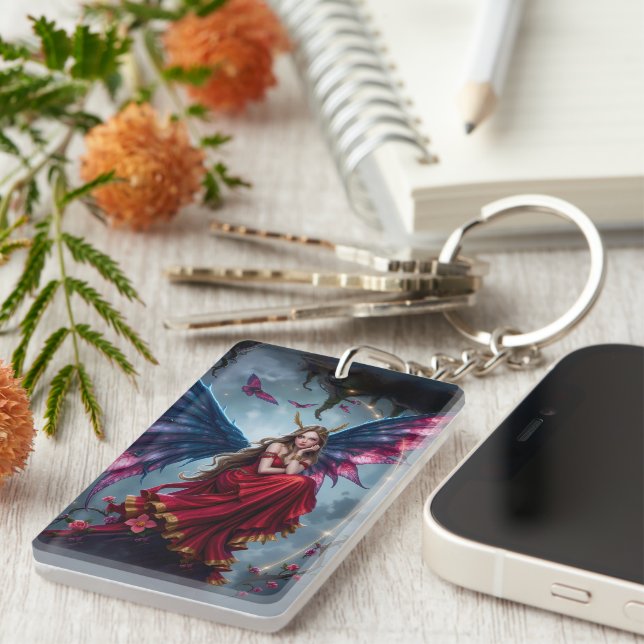 Dark Fantasy Fairy Queen with Butterfly Wings Keychain (Front Right)