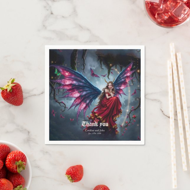 Dark Fantasy Fairy Queen with Butterfly Wings  Napkin (Insitu)
