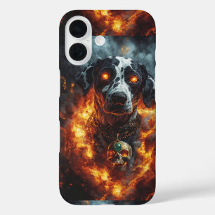 Dark fantasy fire dog with mystical jewellery  iPhone 16 case