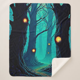 Dark Fantasy Forest Mystery Sherpa Blanket