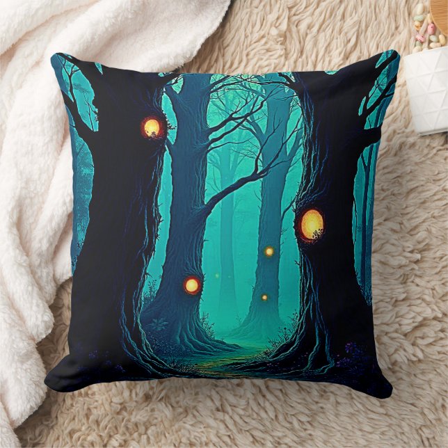 Dark Fantasy Forest Mystery Throw Pillow (Blanket)