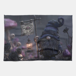 Dark Fantasy Gnome at The Gone-Gatherer's Tavern Kitchen Towel