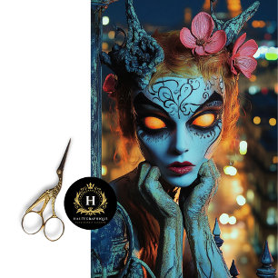 Dark Fantasy Gothic Blue Gargoyle Decoupage  Tissue Paper