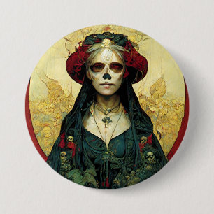 Dark Fantasy Gothic Skull Woman 3 Inch Round Button