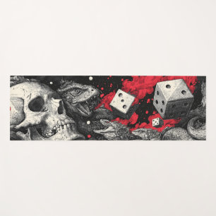 Dark Fantasy Skull and Dice Illustration Yoga Mat