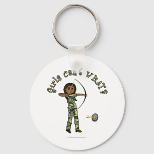 Dark Female Archery in Camouflage Keychain