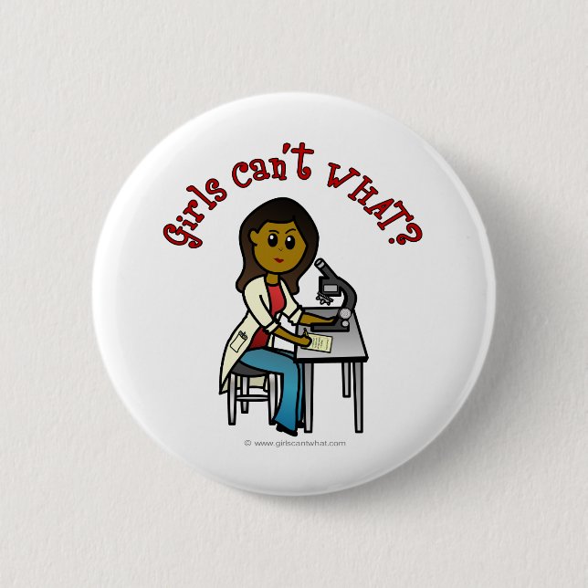 Dark Female Scientist 2 Inch Round Button (Front)