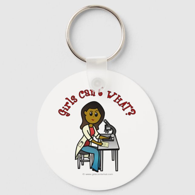 Dark Female Scientist Keychain (Front)