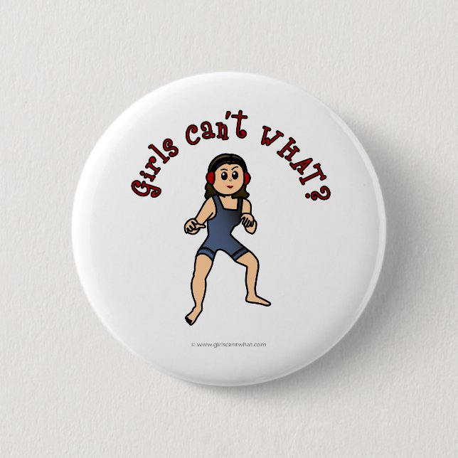 Dark Female Wrestler 2 Inch Round Button (Front)