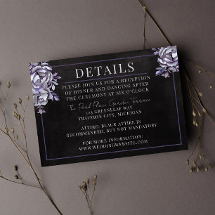 Dark Floral Black Gothic Purple Halloween Wedding Enclosure Card