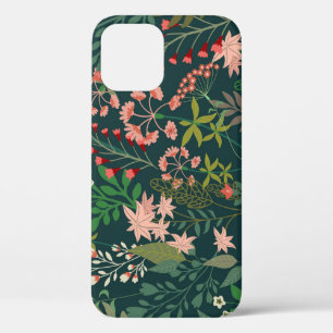 Dark Floral Botanical Seamless Pattern iPhone 12 Case