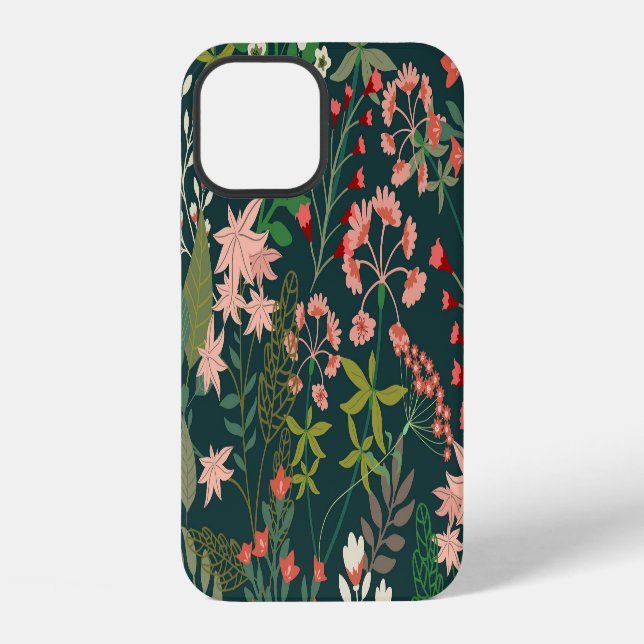 Dark Floral Botanical Seamless Pattern iPhone Case (Back)