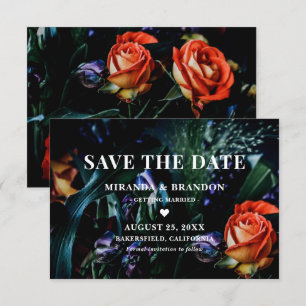 Dark Floral Botanical Wedding Save the Date Card