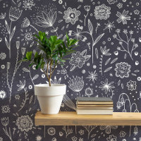 Dark Floral Chalkboard Grey Botanical