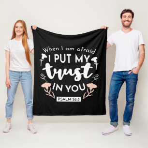 Dark Floral Christian Art - Psalm 56:3  Fleece Blanket