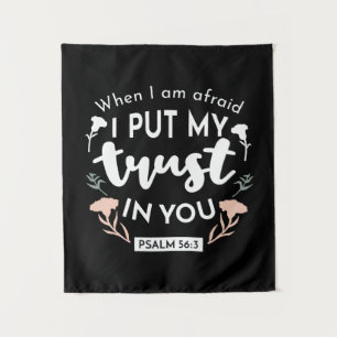 Dark Floral Christian Art - Psalm 56:3  Tapestry