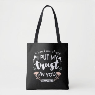 Dark Floral Christian Art - Psalm 56:3 Tote Bag