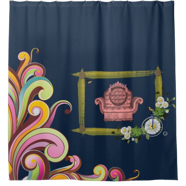 dark floral couch showercurtain blue (Front)