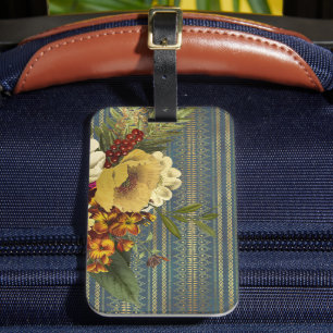 Dark Floral Elegance Luggage Tag