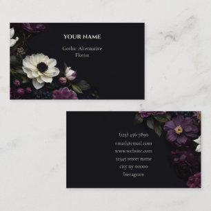 Dark Floral Gothic Alternative Florist Business Card