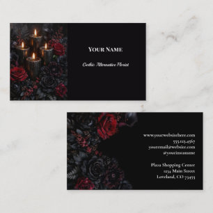 Dark Floral Gothic Alternative Florist Business Card
