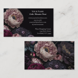 Dark Floral Gothic Alternative Florist Business Card