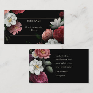 Dark Floral Gothic Alternative Florist Business Card