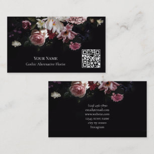Dark Floral Gothic Alternative Florist Business Card