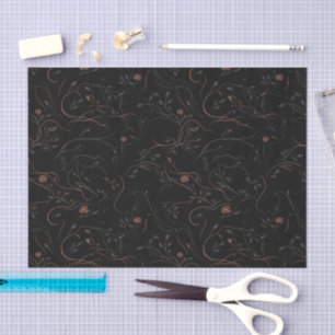 Dark Floral Line Art Tissue Paper