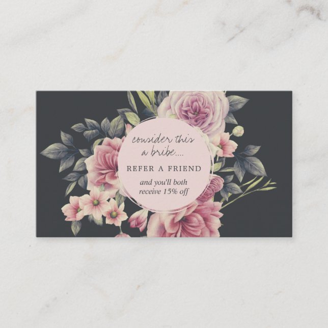 Dark Floral Logo Referral Card (Front)