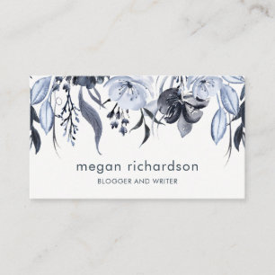 Dark Floral   Modern Watercolor Business Card