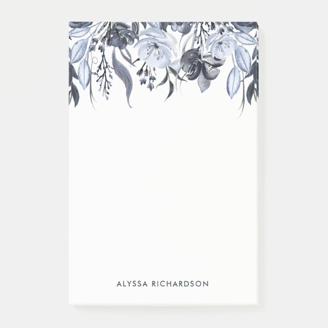 Dark Floral | Modern Watercolor Post-it Notes (Front)