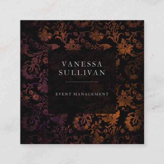 Dark Floral Moody Event Planner Business Cards 2 (Front)