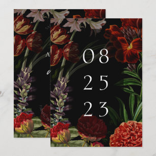 Dark Floral Moody Wedding  Save The Date