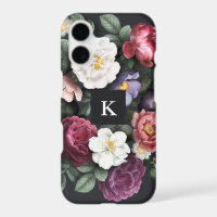 Dark Floral on Black | Monogram