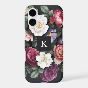 Dark Floral on Black   Monogram