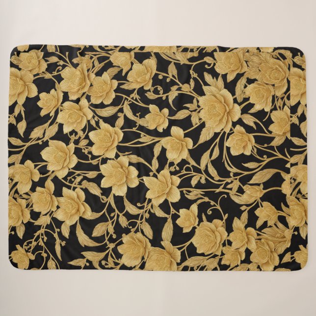 Dark Floral Pattern Blanket (Front (Horizontal))